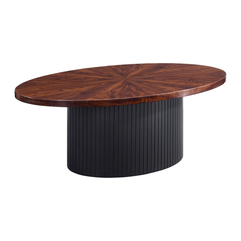Carrera Oval Coffee Table with Top in Cherry and Base in Black