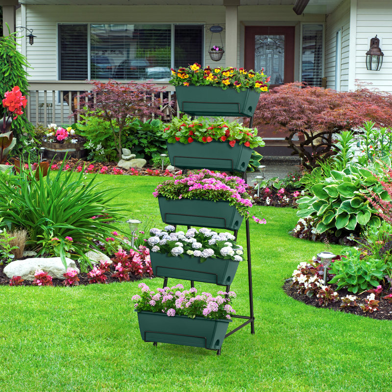 Jardinière verticale surélevée à 5 niveaux, Vert