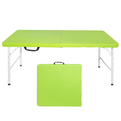 4Ft Folding Table For Camping & Outdoor Use, 135Kg Max Weight, Portable With Fixed Grip, Smooth And Waterproof Tabletop, Stable Triangular Design, Steel Material