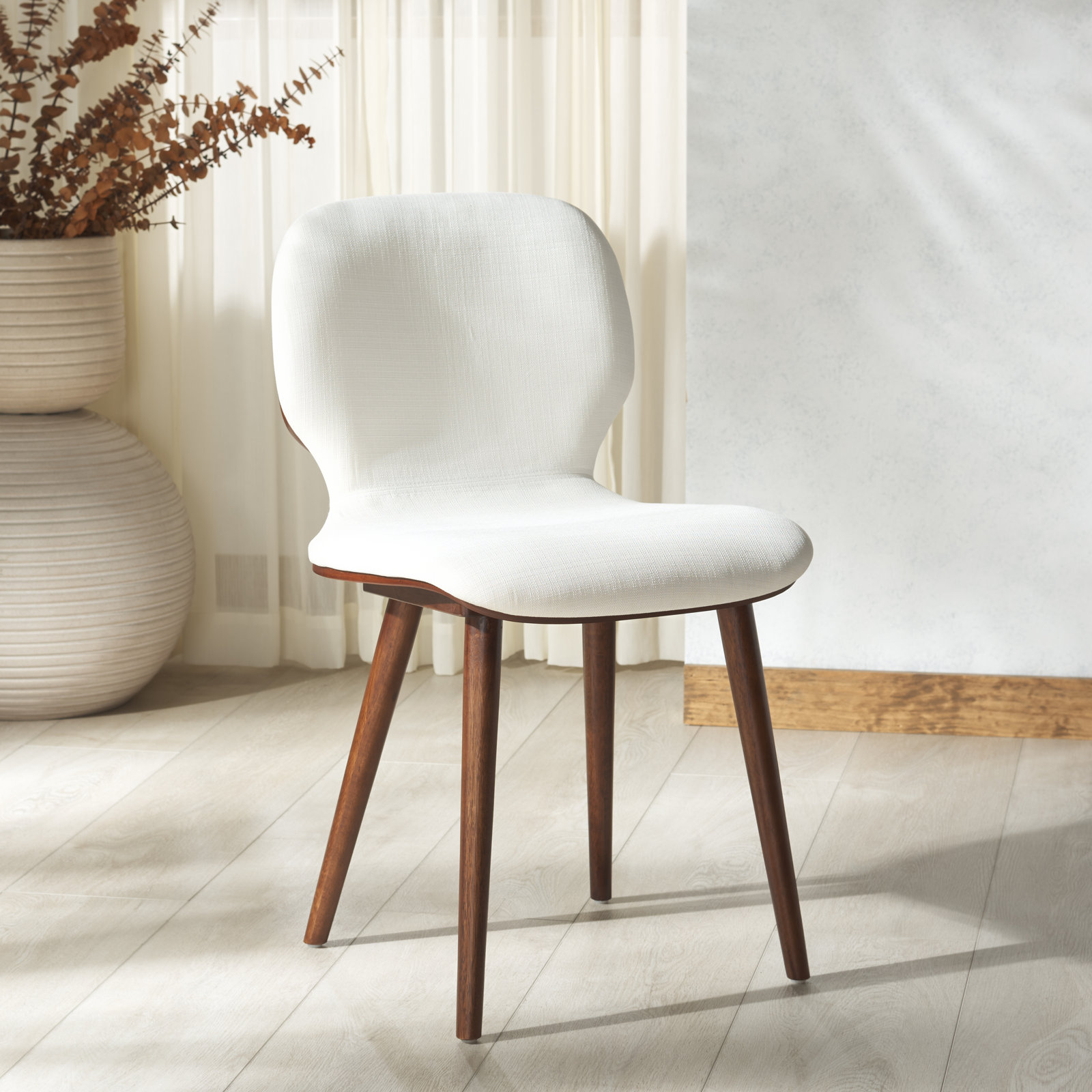 Vanya Side Chair, White Linen