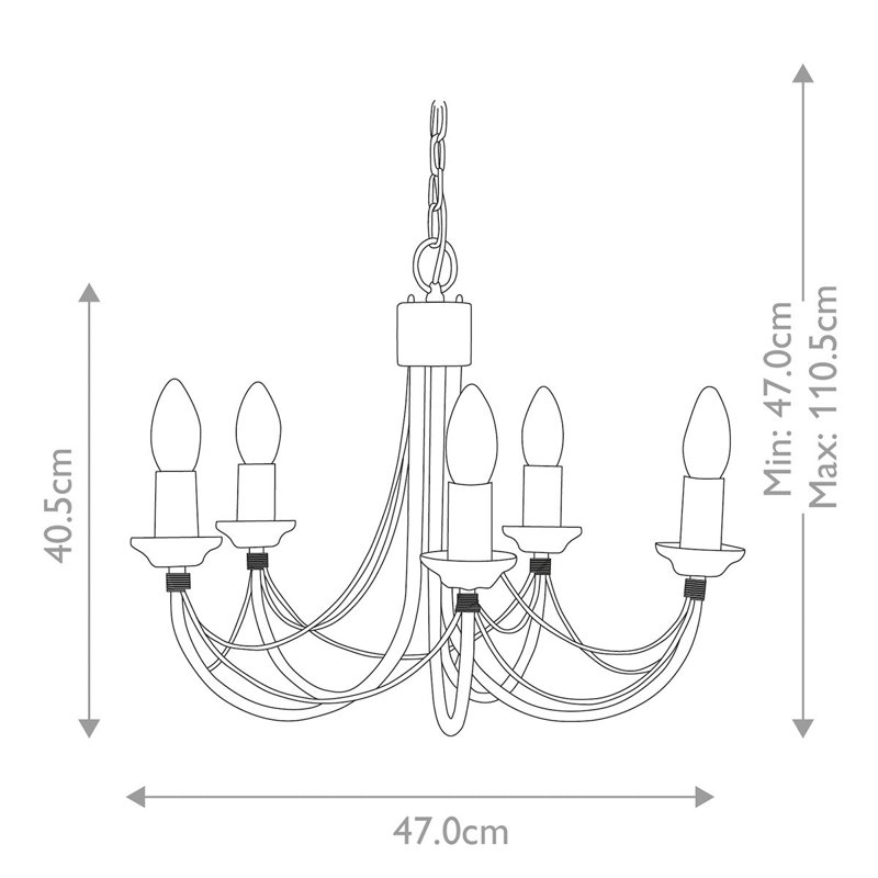 Grandville 5 - Light Candle Style Chandelier, Black