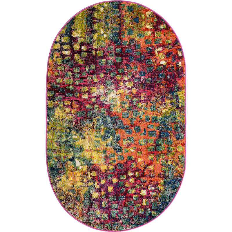 Meadow Abstract Indoor Rug, Oval 3'3"x 5'3"