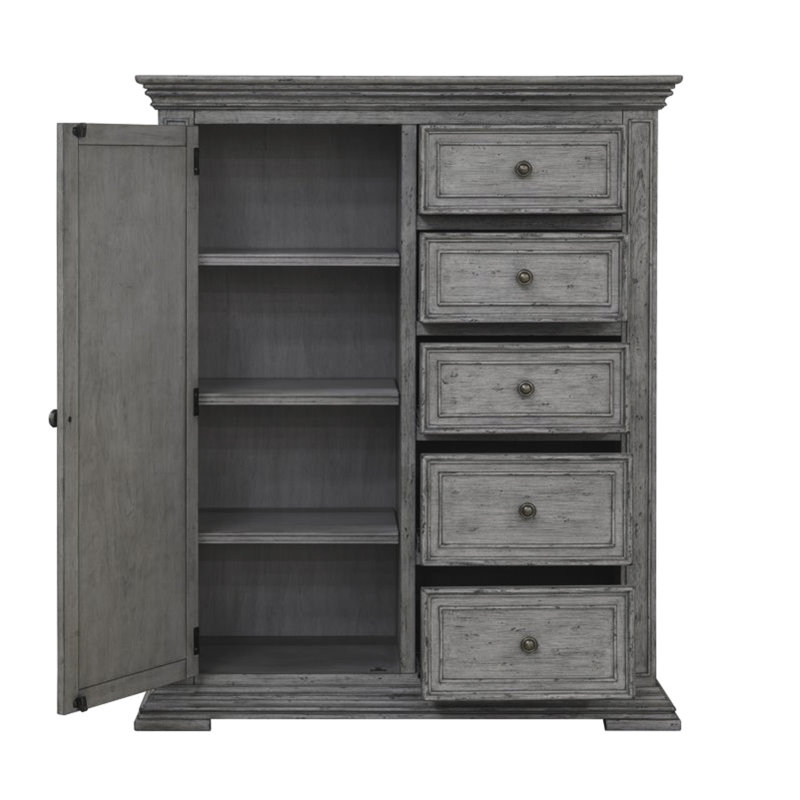 Temple Cloud 5 Drawer Door Chest w/ Adjustable Shelves, Gray