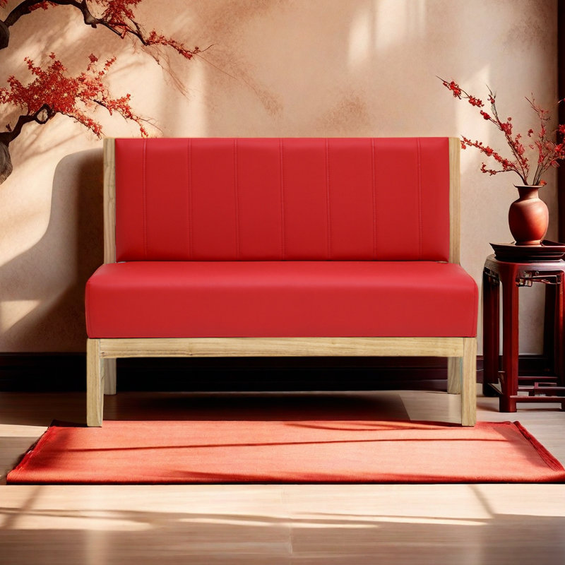 Banc rembourré en similicuir Simple, Rouge