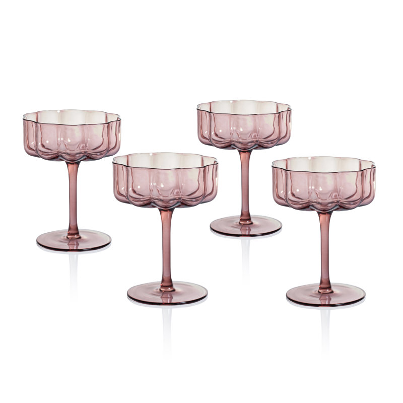 Ensemble de verres coupés à la main 4 pièces Reinhard, Rose profond