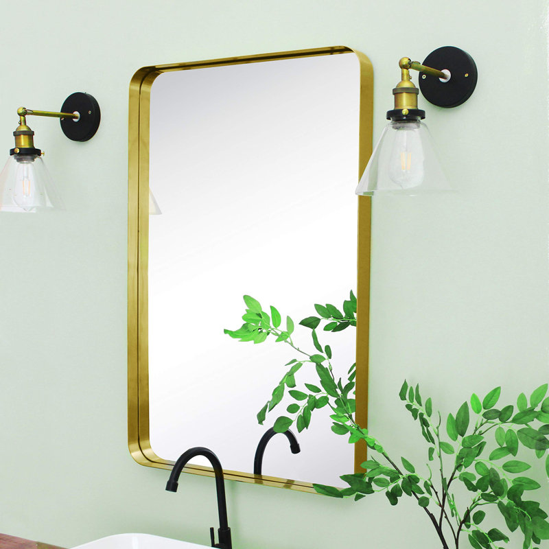 Miroir de salle de bain Arthers, Or brossé, H 30 po x l 20 po