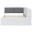 Lit plateforme en bois robuste | Tête de lit avec rangement, tablette rotative et lit gigogne pour chambre d'amis-307549215-307549213