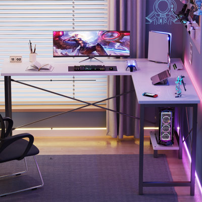 49-Inch L Shaped Desk - Computer Desk Corner Desks Gaming Desk PC Table, with CPU Stand Side Bag for Home Office Dorm Sturdy Writing Workstation
