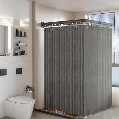 Ensemble de rideau de douche et tringle mural pliable
