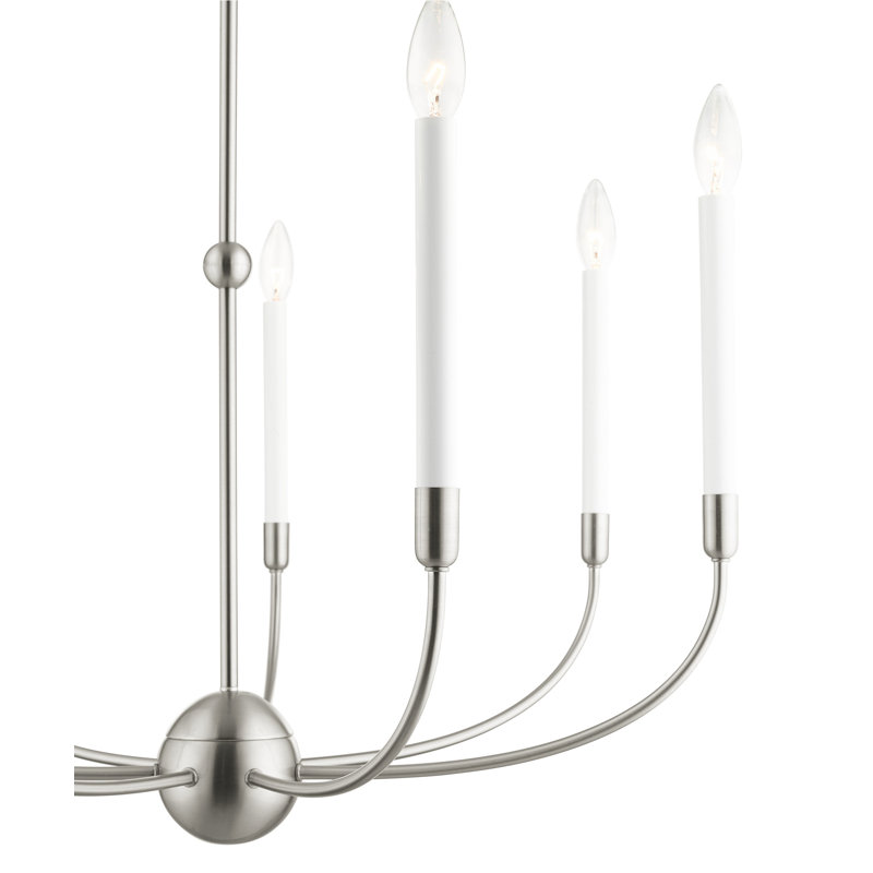 Lustre traditionnel à 5 lumières de style bougie Balmers, Nickel brossé, H 30 po x l 28 po x P 28 po, 7