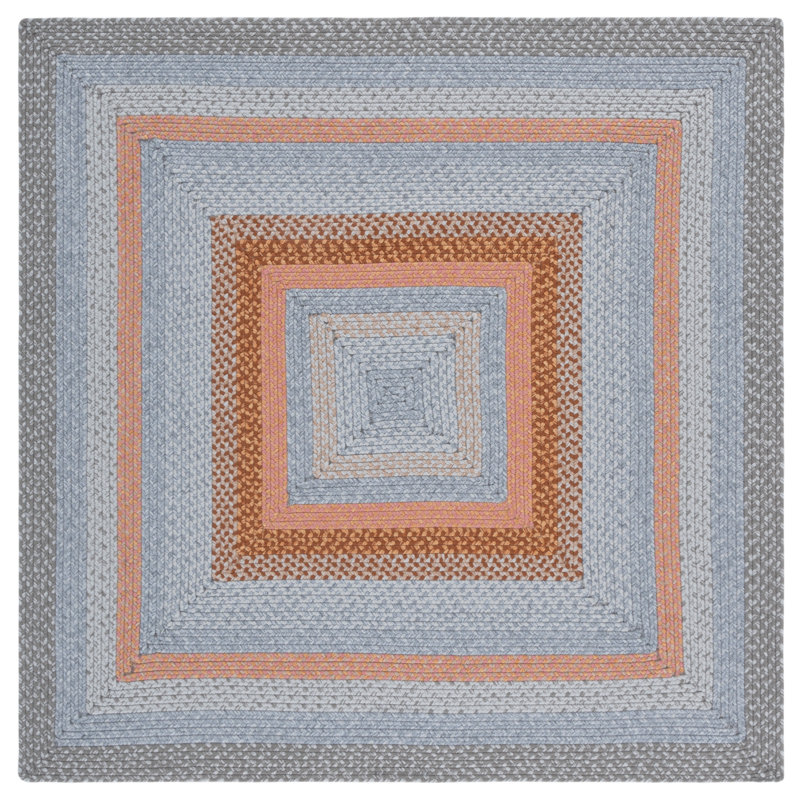 Tapis d'intérieur / extérieur géométrique tissé performance lavable à la machine Flewellyn, Carré 5 pi