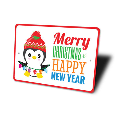 Merry Christmas Happy New Year Aluminum Sign