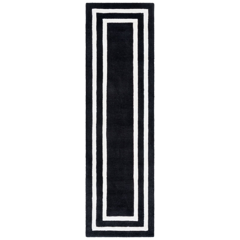 Laine touffetée à la main Lauren Ralph Lauren 6953; Tapis géométrique en viscose gris anthracite / ivoire