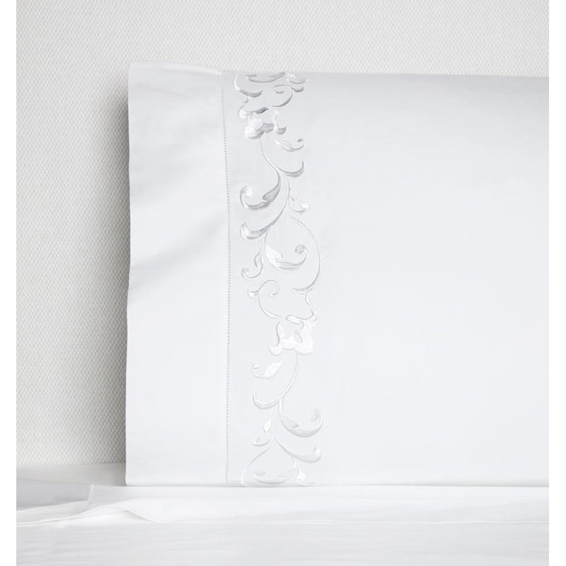 Griante Percale Pillow Case, King, White/White