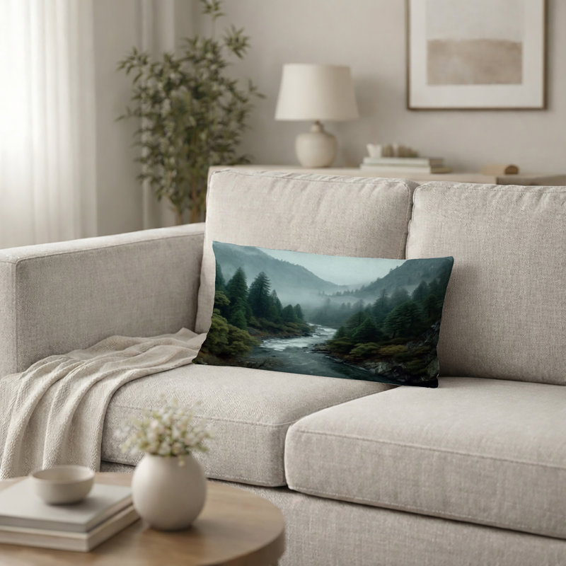 Coussin Forest River Mountains, H 12 po x l 20 po