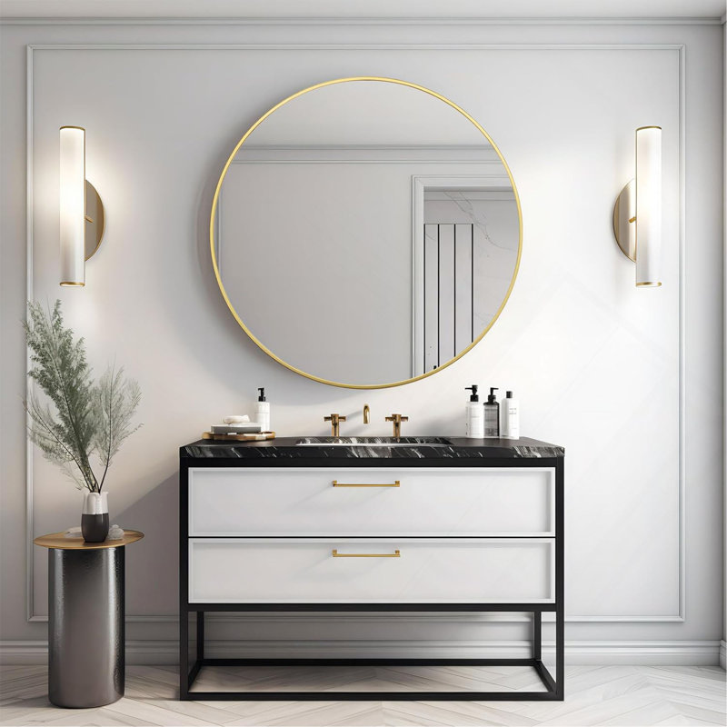 Miroir mural pour salle de bain, Doré