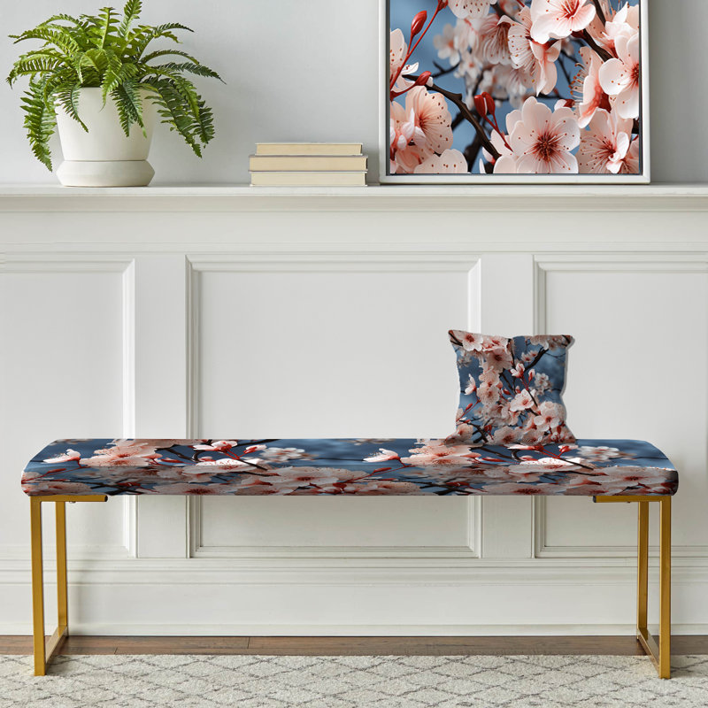 Banc oriental rembourré or, Cherry Blossom Whispers