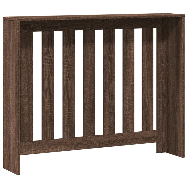 Small Radiator Cover, Brown Oak, 104 x 20 x 82 cm, Vertical Slats