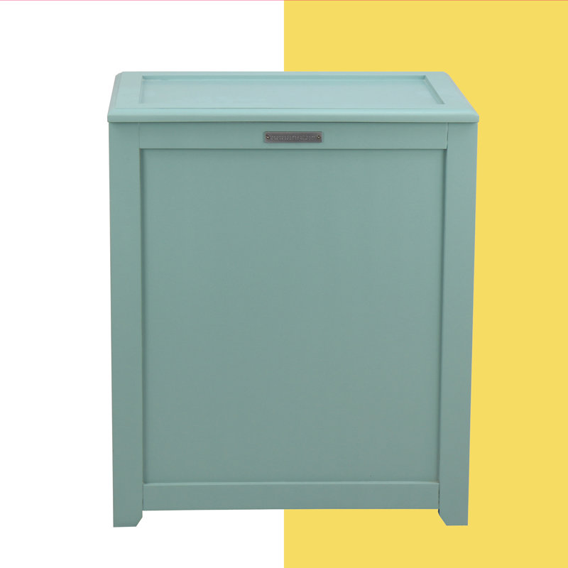 Turquoise MDF Wood Upright Laundry Hamper with Lid