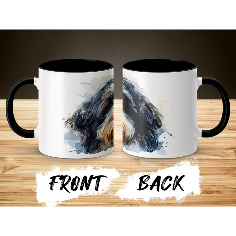 11oz Watercolour Australian Shepherd Design Coffee Mug, Black, 3
