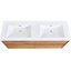 Meuble-lavabo mural flottant de 60 po avec lavabo et tiroirs en résine, conception élégante pour un grand rangement, protection silencieuse et chaleureuse, meuble-lavabo moderne en bois massif, pouces, fermeture