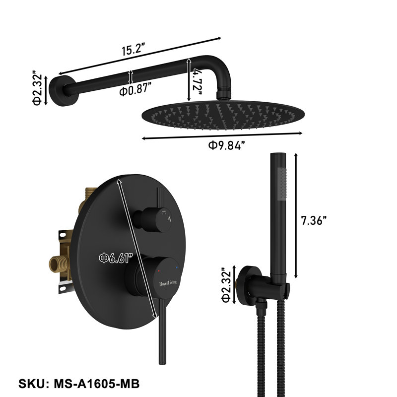 with Rough in-Valve, Matte Black