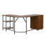 Bureau en L à deux tons avec rangement en L, noyer