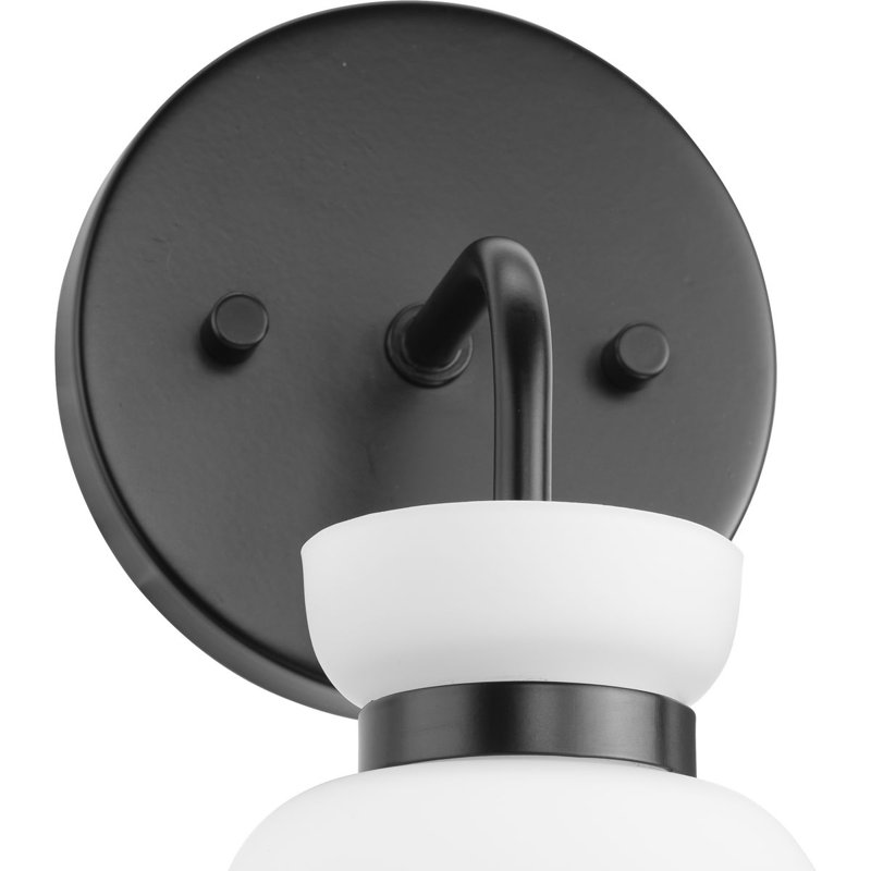 Lexie Matte Black Steel Vanity Light with Opal Glass Shade