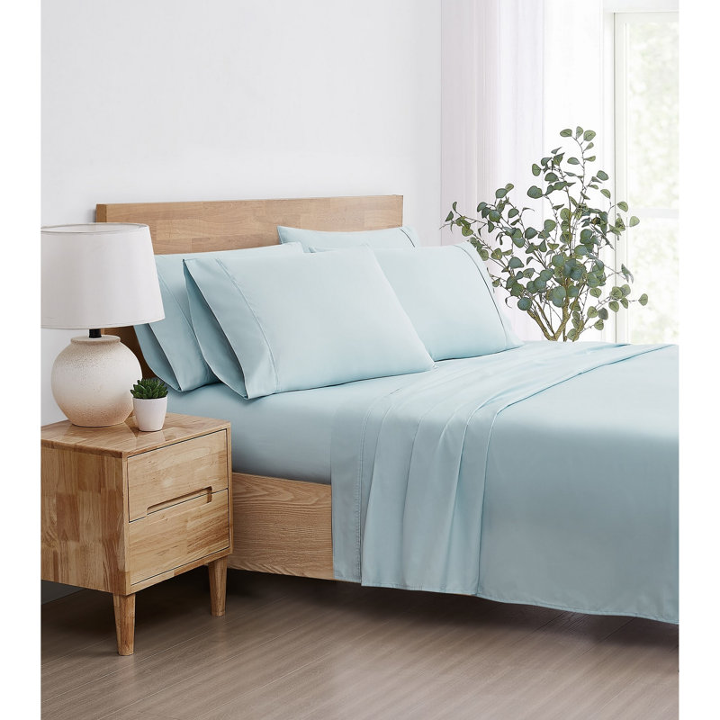 5th Avenue Lux 1200TC CVC Cooling Sheet Set, California King Sheet Set with 4 Pillowcases, Blue