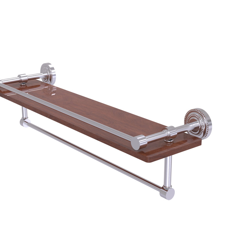 Marchmont Accent Shelf with Towel Bar, Satin Chrome, 5" H x 22" W x 5" D