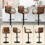 Tabouret de bar rembourré et réglable en hauteur brun clair 4 pièces avec structure en métal-1206658876