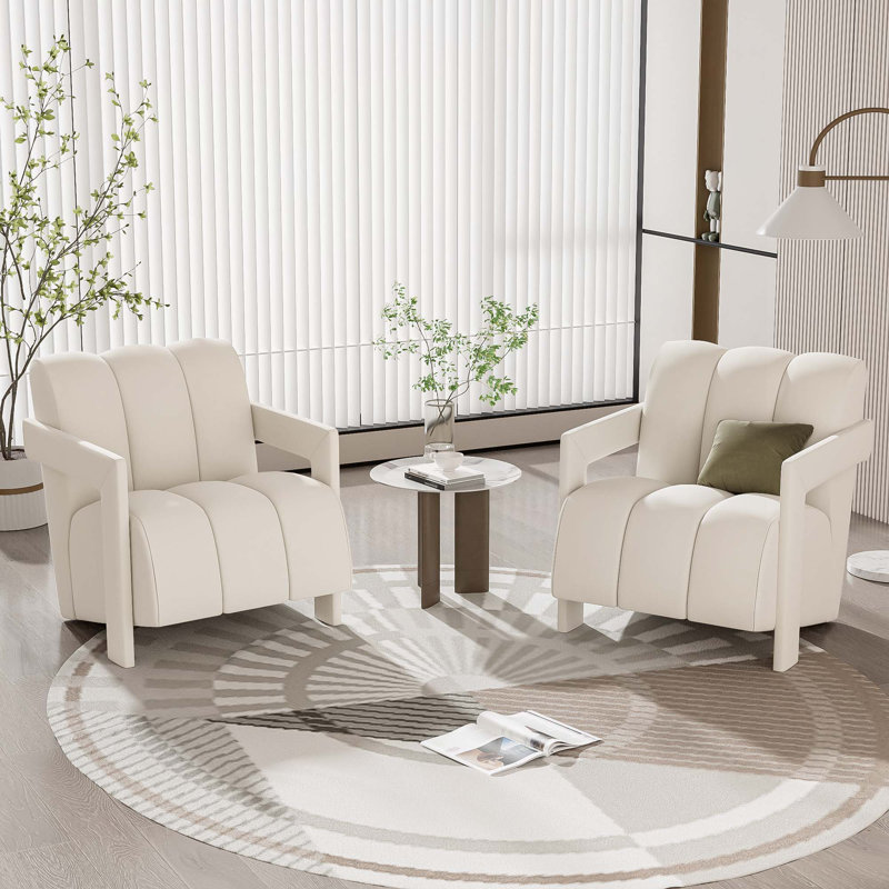 Ensemble de 2 fauteuils l 26,3 po, Polyester blanc