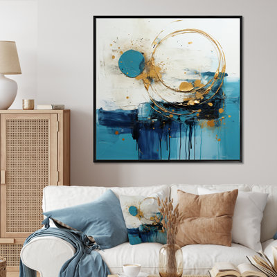 Céleste délice abstrait en turquoise et or I - reproduction d'art sur toile