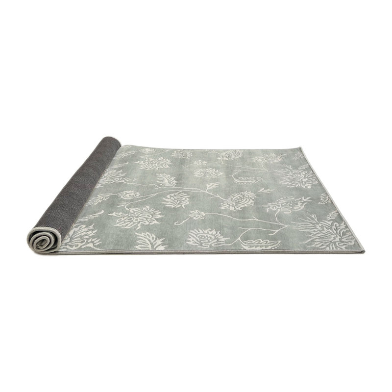 Tapis de zone gris/crème contemporaine, Rond 3 pi