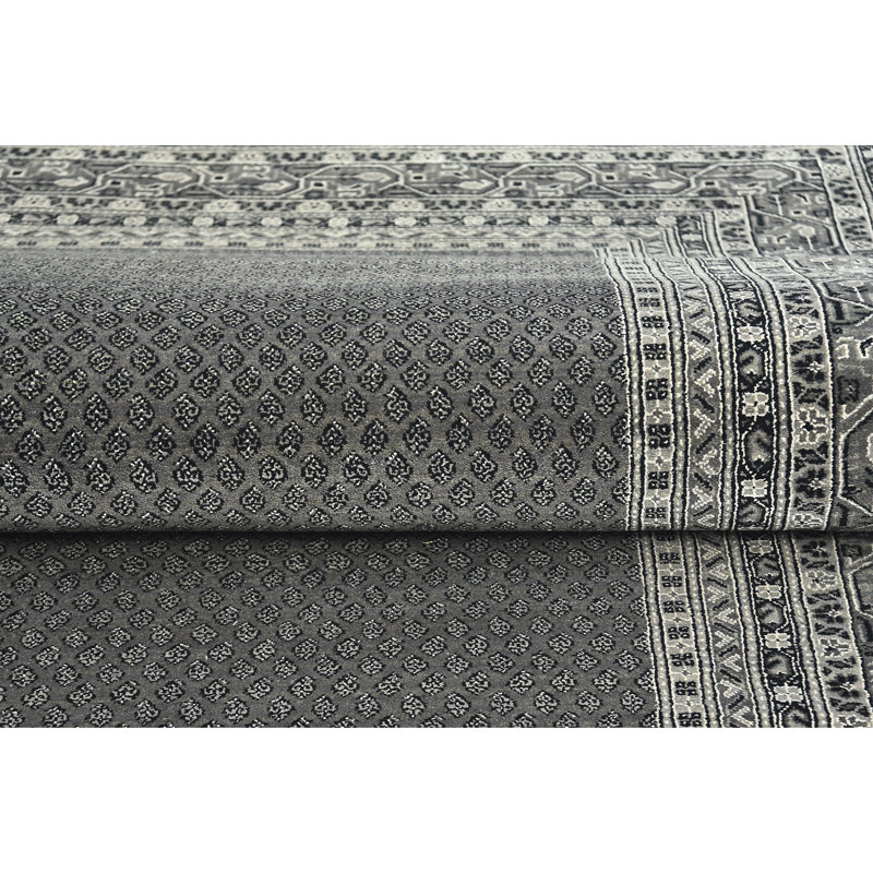 Hand Knotted Wool Southwestern Area Rug in Dark Gray