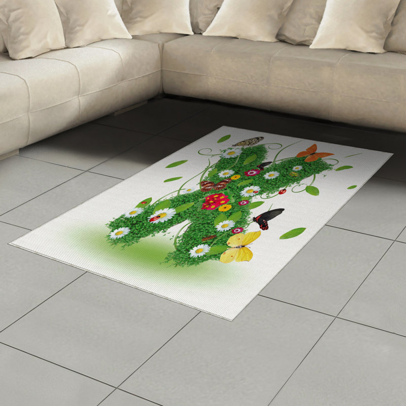 Tapis décoratif en fibre de polyester à haute densité de couleur Lettre X, Rectangle— 4 pi x 5 pi 8 po