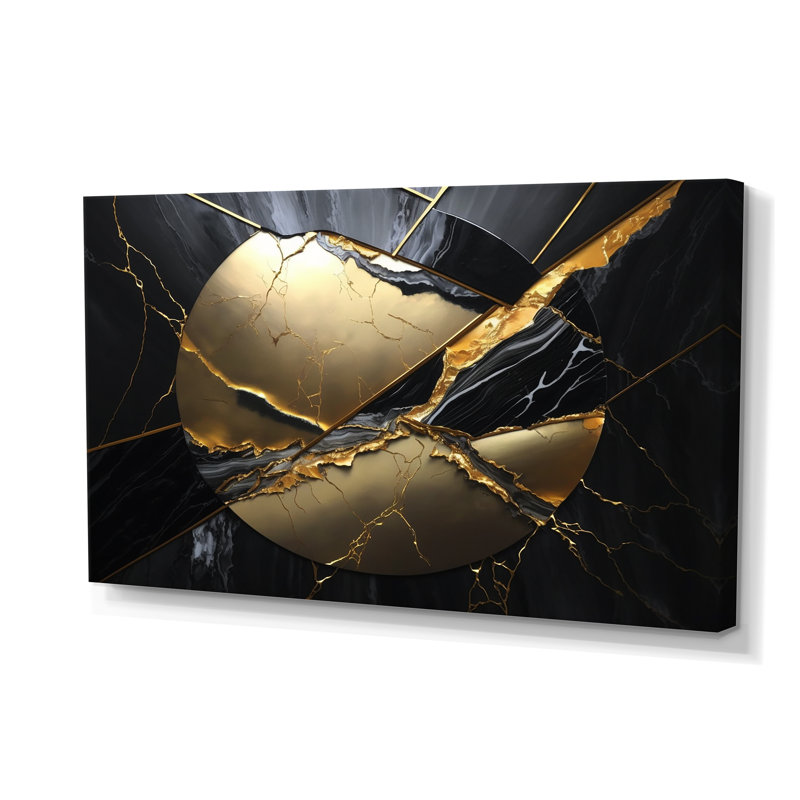 Abstract Geode Gold III - Art mural abstrait en marbre