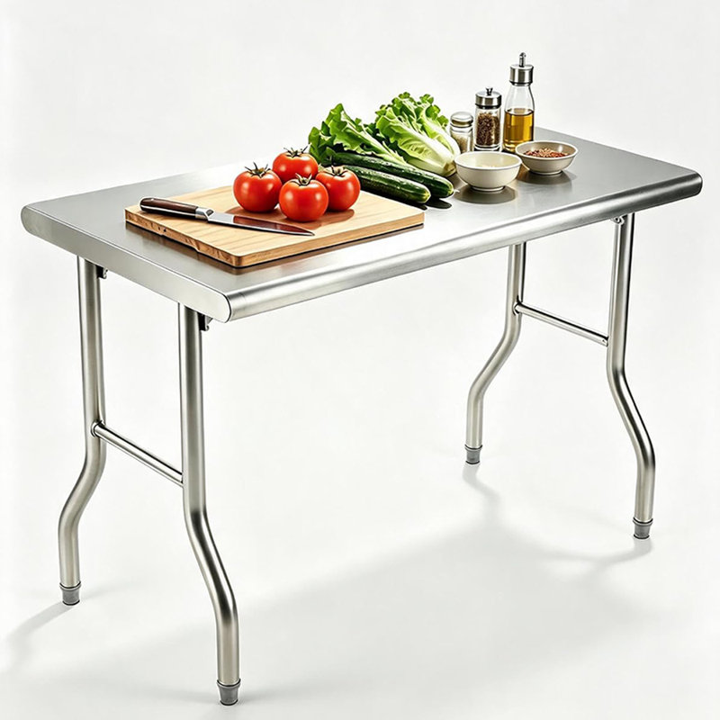 Table de travail pliante 48 po en acier inoxydable, table de préparation commerciale pour cuisine avec pieds réglables
