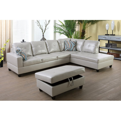 Brevard Faux Leather L-Shaped Sectional