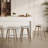 Hoxha Leather Square Counter Stool With Stained Poplar Wood Frame And 360-Degree Swivel Hoxha Collection-1281009137