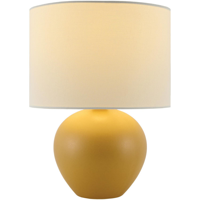 Lampe de table en céramique avec abat-jour tambour en lin , Jaune