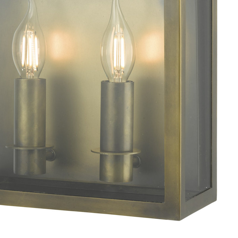 Aagman 2 - Bulb Outdoor Wall Lantern, Weathered Brass