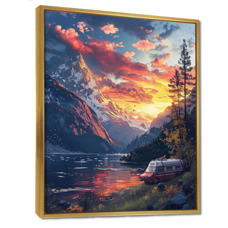 Caulkins - camping, voyage, art mural, salon, H 20 po x l 12 po x P 1 po, Cadre flottant noir
