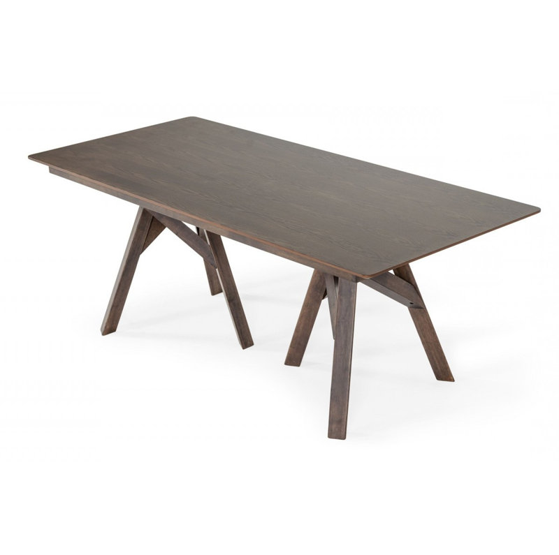 79" Brown Solid Wood Double Pedestal Base Dining Table