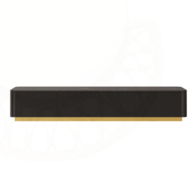 Luxury Fluted Cilla For Tvs Up To 85 Inches, Faux Marble Tabletop Media Console With 4 Drawers, Curved Profile Design, Modern Entertainment Center Wit