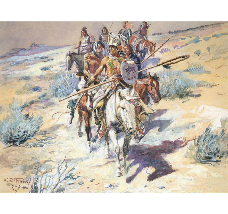 «Lark Manor ™ Russell, Charles Marion Gallery, art sur toile tendue: Le Retour des Guerriers, H 15 po x l 18 po
