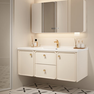 Armoire de salle de bain luxueuse crème