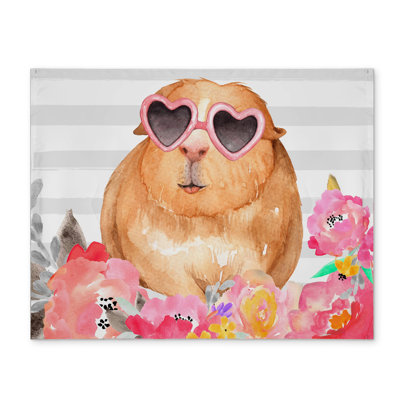 Napperon cochon d'Inde avec lunettes | Décor animal brun