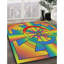Tapis bleu/orange/vert à motif-701137184