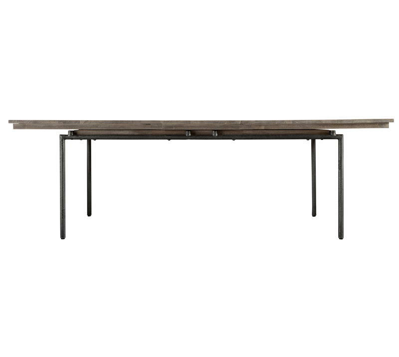 Extendable Solid Wood Top Metal Base Dining Table